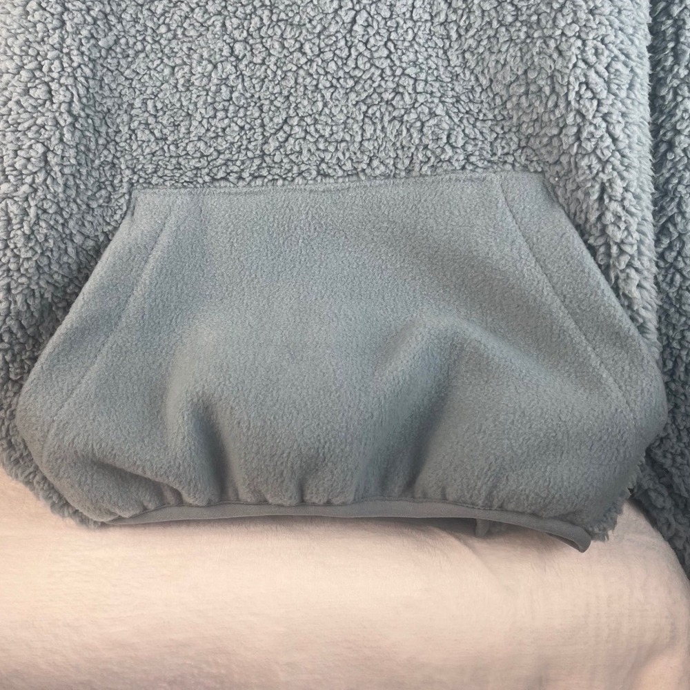 Hippie Rose Cozy Blue Sherpa Half-Zip Hoodie | Soft Plush Warm Winter Essential - Picture 7 of 9